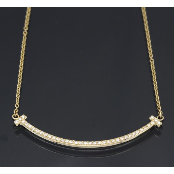 【美品】Tiffany & Co. スマイルネックレス YG スモール ティファニー TIFFANY＆CO Tスマイルネックレス スモール 750WG