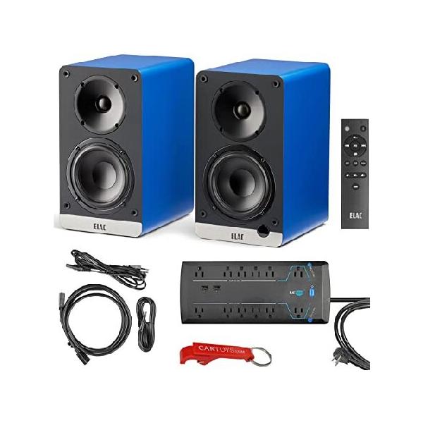 ELAC DCB41 Debut ConneX (Blue) Home Audio Hi-Fi Powered Bookshelf Speakers ＆ Protek Smart Surge Protector. Bluetooth, Class D Amplifiers Built-in, En - 1