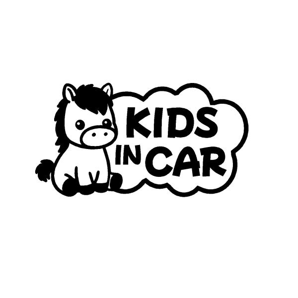 キッズインカー 馬 ver.2 イラスト ロゴ カッティングステッカー