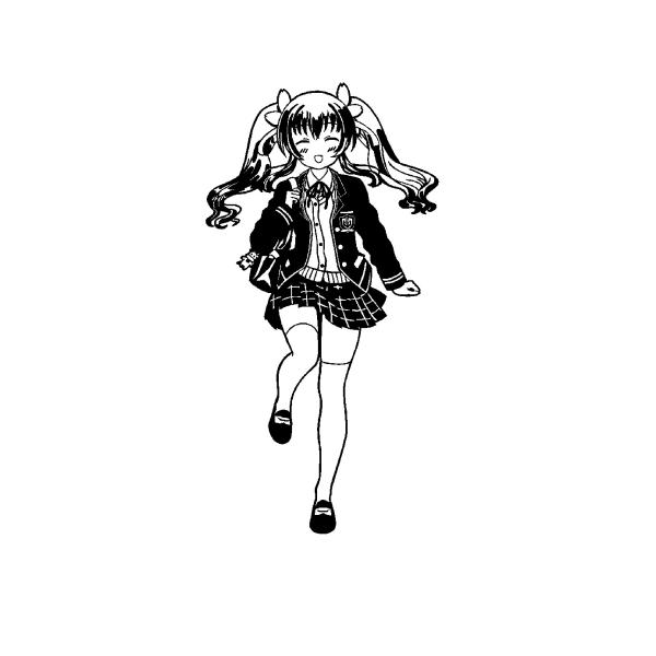 黄桜すい イラスト ver.3 制服デザイン カッティングステッカー KNS-01