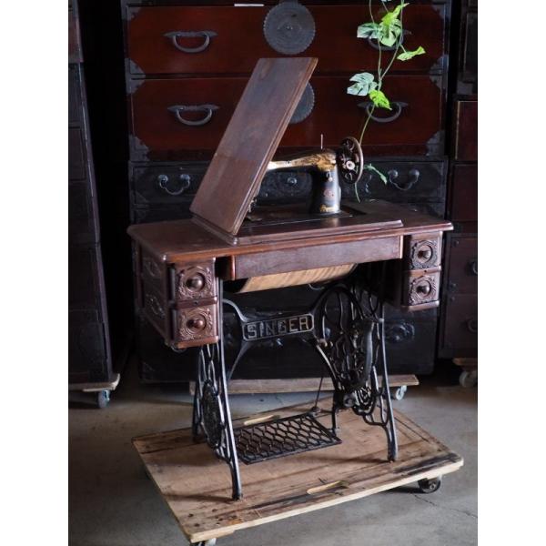 【メンテナンス済み】希少 アメリカ製 SINGER社製 ミシンテーブル デスク アンティーク ミシンテーブル アメリカ -通販-ローズボール