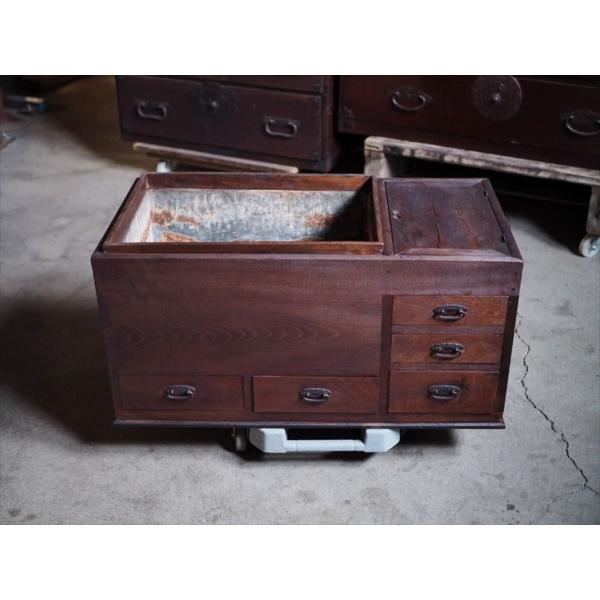 欅造り重量級長火鉢 昭和初期 古録展 送料別 Kサイズ 中古 品番K1923