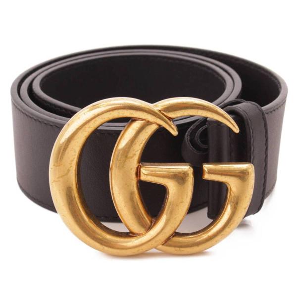 [希少] GUCCI 黒524103 レザー GGマーモント 75/30 ベルト 希少] GUCCI 黒524103 レザー GGマーモント 75/30 ベルト