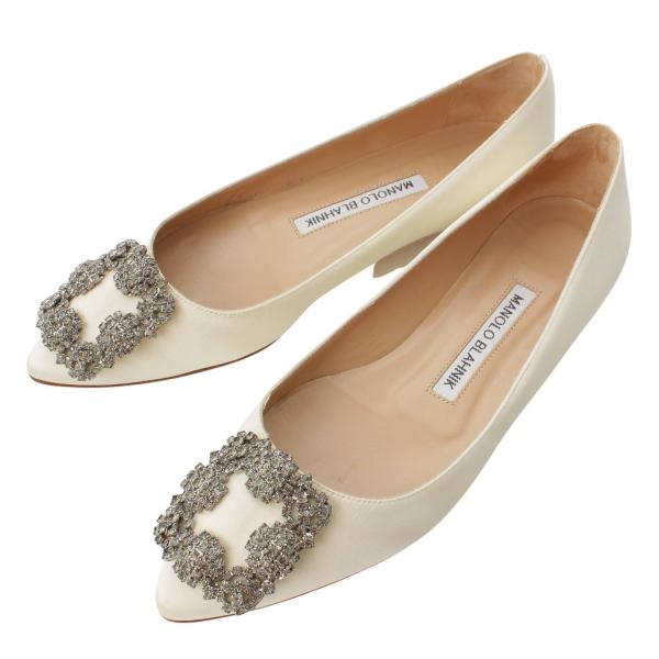 【マノロブラニク】Manolo Blahnik ハンギシ ビジュー サテン