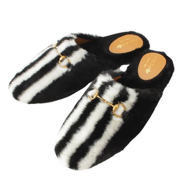 GUCCI 【グッチ】Gucci アディダス ホースビット ファー スリッパ  