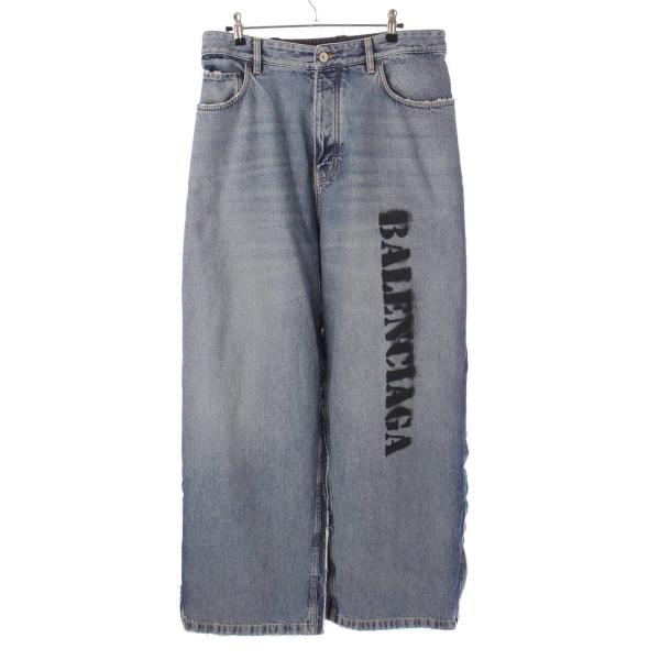 BALENCIAGA バレンシアガ 23年 ロゴペイント 切替 ワイド デニム BALENCIAGA バレンシアガ 23年 ロゴペイント 切替 ワイド デニム