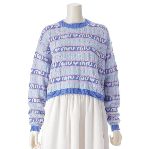 MIU MIU - Miu Miu ニット・セーター 44(L位) 赤x青x紫等(ボーダー) 【古着】【中古】 Miu Miu ニット・セーター 44(L位) 赤x青x紫等(ボーダー) 【古着