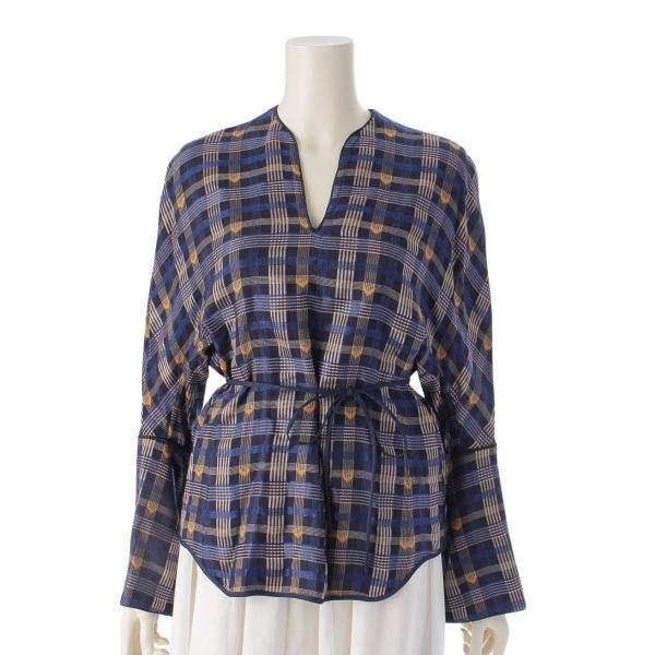 マメ クロゴウチ】Mame Kurogouchi 18AW kasuri plaid tops 絣 格子 