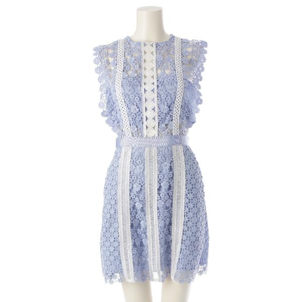 極美品 セルフポートレイト 花柄 ノースリーブワンピース レース ドレス紺 セルフポートレート レース ノースリーブ ドレス ワンピース SP14-062B