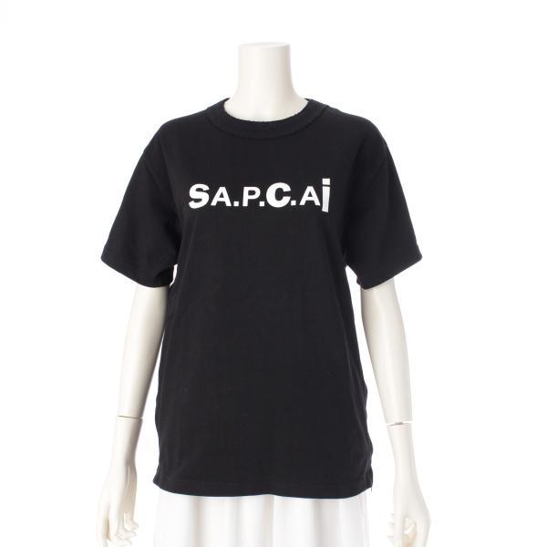sacai - サカイ a.p.c アーペーセー 21年 コットン サイドジップ プリント 半袖Ｔシャツ 21E2-COEQW-M26987 ブラック XS【中古】 sacai（サカイ） a.p.c アーペーセー 21年 コットン サイドジップ