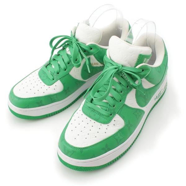 Louis Vuitton ホワイト/グリーンスニーカー 名東】ルイヴィトン スニーカー LVトレイナー・マキシライン ホワイト