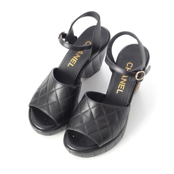 CHANEL（シャネル） レザー マトラッセ ビジューココマーク サンダル