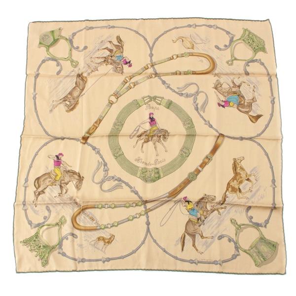 極美品！HERMES　カレ70　Pampa　パンパ　馬　ベージュ　シルク HERMES（エルメス） 23AW カレ70 シルク パンパ スカーフ ベージュ