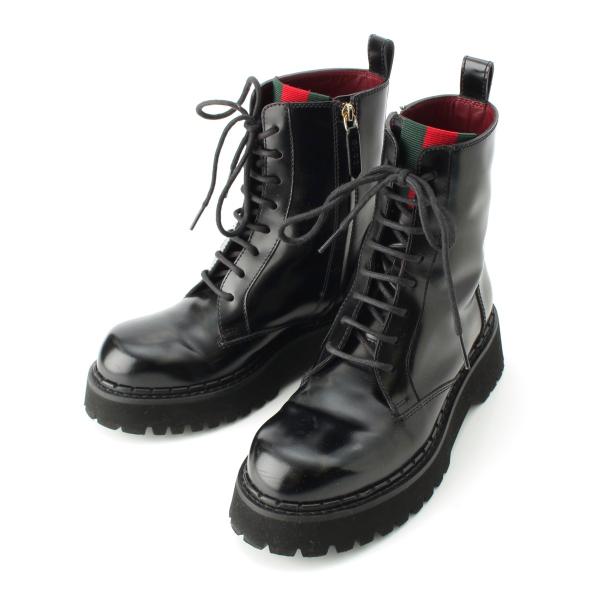 GUCCI グッチ　シェリーライン　サイドゴアブーツ　ブラック　35 GUCCI（グッチ） シェリーライン レザー サイド ウェブ アンクル