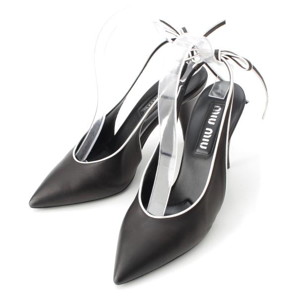 ✧miu miu✧ バイカラー スリングバックヒール シルバー 40 miu miu（ミュウミュウ） バイカラー スリングバック ヒール パンプス