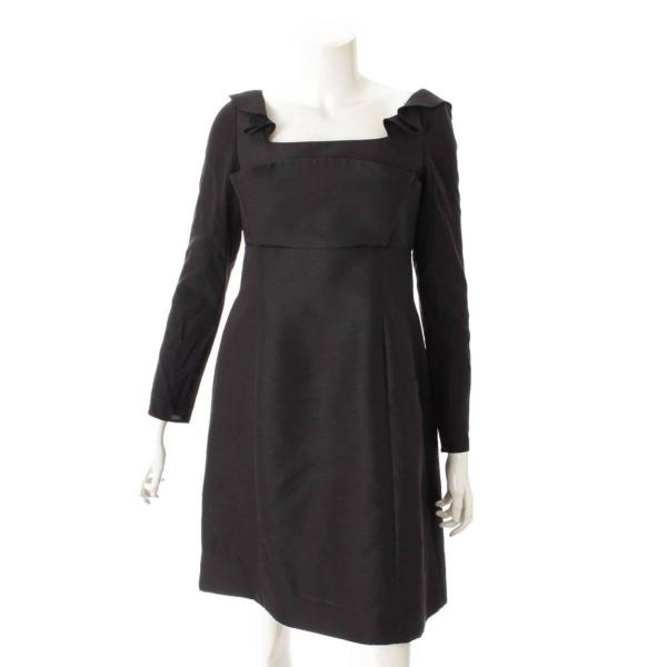 美品 フォクシー チューリップ ラッフル ワンピース ドレス 37076 黒