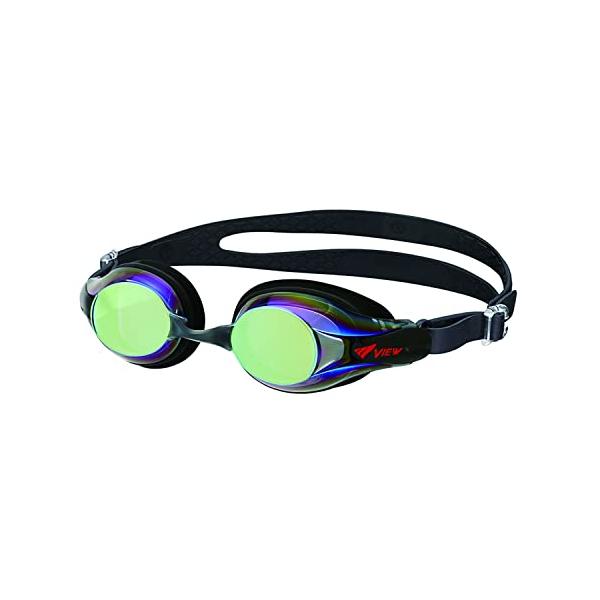 他サイト： ビュー 日本製 スイミングゴーグル 小学生用 6歳12歳向け 抗菌モデル ミラータイプ くもり防止機能付 V722JMR BKYの商品画像
