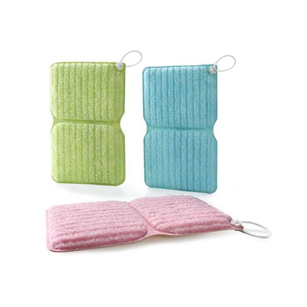 Sanko サンコー お風呂 スポンジ 浴槽 掃除 お得用 3色入 水だけでも汚れが落とせる特殊繊維 バスピカピカ びっくりフレッシュ 日本製 BF-53