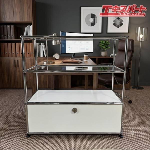 極美品 USMハラー キャビネット シェルフ ピュアホワイト ガラス 1列3段 USMハラー キャビネット シェルフ ピュアホワイト ガラス 1列3段 極美