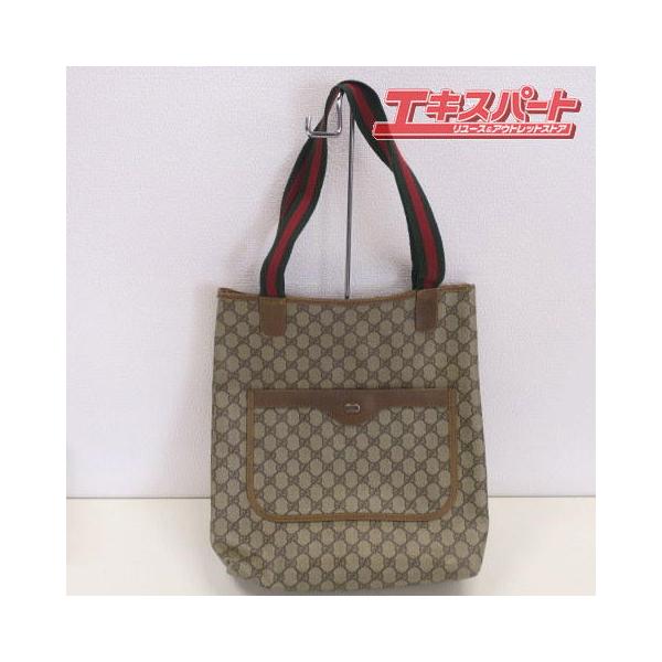 グッチ GUCCI オールドグッチ トートバッグ シェリーライン ブラウン