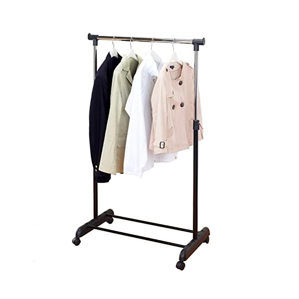 サイズ:幅81×奥行44×高さ90~156cm/本体重量:約1.7kg材質:本体/スチールクロームメッキ・紛体塗装、樹脂部/塩化ビニル樹脂生産国:中国、カラー:ブラック収納目安:夏物シャツ・ブラウス・Tシャツ類約15着1着約2.5cm 1k...