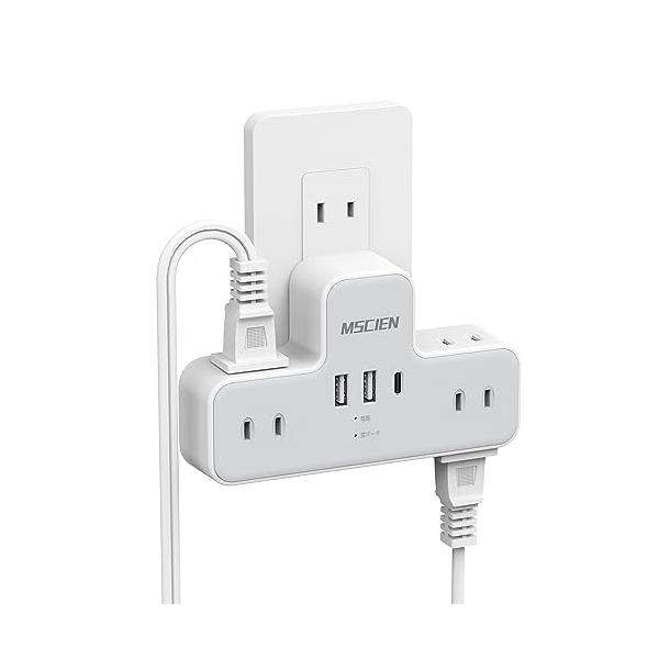 「一台九役」コンセントタップは6個AC差込口、1個USB-Cポートと2個USB-Aポートがあります。「便利なデザイン」電源タップは特別な「品」字なデザインです。他のコンセント、他の壁スイッチとお互いに干渉しないことは可能で、利用率を高めるこ...