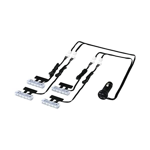 セイワSEIWA 車内用品 LEDフロアライト 4連 ブルー/ホワイト切り替え イルミネーション F336 高輝度LED使用 シガープラグ DC12V電源