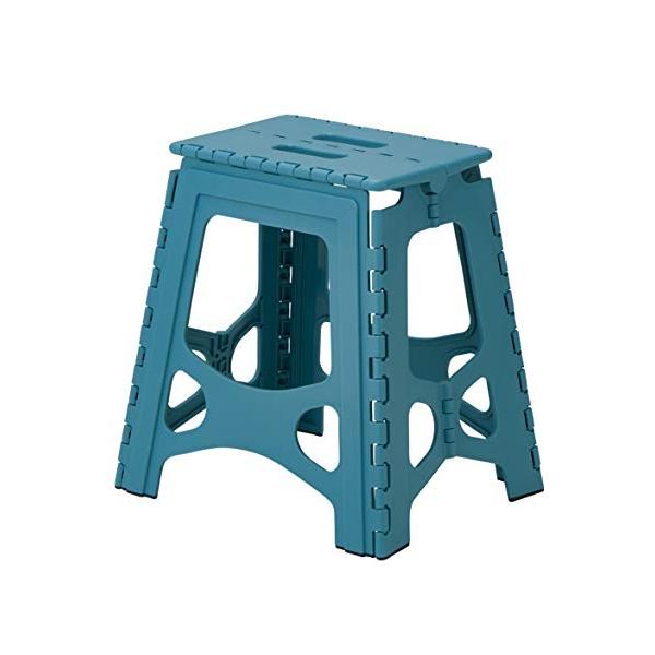 天馬Tenma 隙間に収納できる折り畳み踏み台 フォールディングステップ 室内用 脚立 軽くて持ち手付きのステップ 頑丈色 ラムネブルー耐荷重100kg幅38
