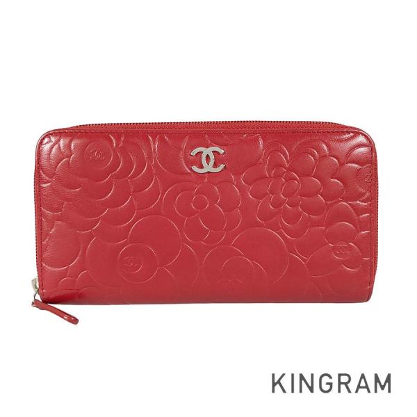 正規品・綺麗　カメリア ラウンドファスナー　長財布 CHANEL（シャネル） カメリア 長財布 ラウンドファスナー st【中古
