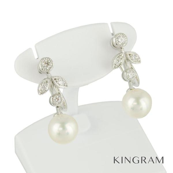 出産祝い ミキモト 美品 K18(WＧ) イヤリング デザイン ダイヤ計0.12ct ...