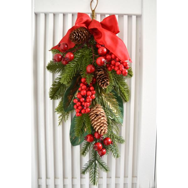 クリスマスリース クリスマススワッグ　 壁飾り 人工造花 デラックスリース クリスマス スワッグ アートフラワー Xmas リース ドア飾り 壁飾り
