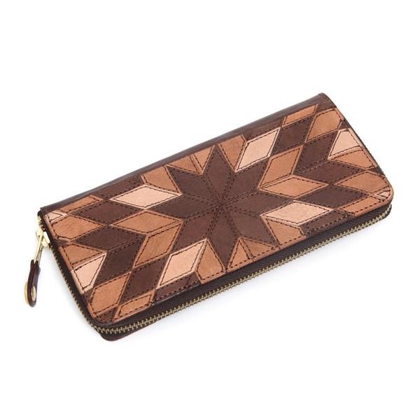 ナスングワム　財布　ウォレット　nasngwam Nasngwam ナスングワム｜ZIP LONESTAR WALLET (ブラウン)(パッチワーク