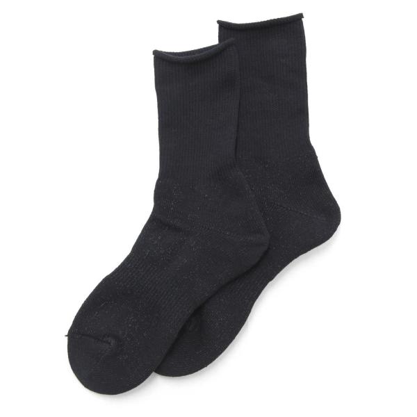 ROTOTO ロトト｜和紙 PILE CREW SOCKS 26 (ブラック)(シャリシャリして夏でも快適な靴下)