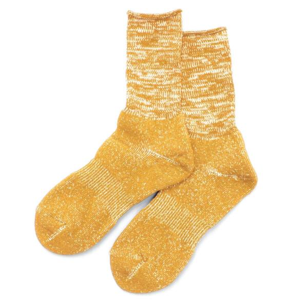 ROTOTO ロトト｜和紙 PILE CREW SOCKS 26 (イエロー)(シャリシャリして夏でも快適な靴下)