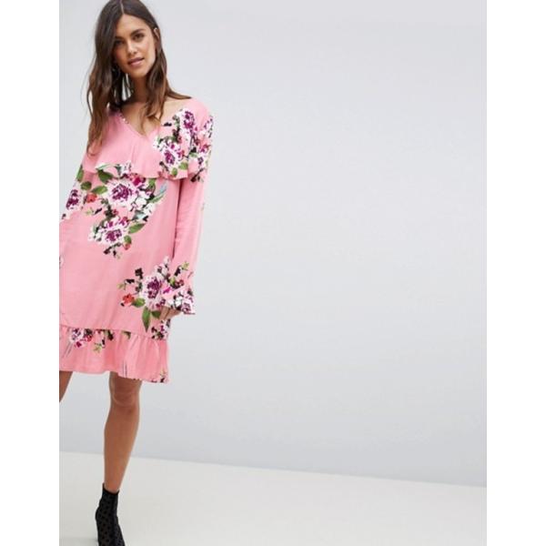 ヴィラ レディース ワンピース トップス Vila Soft Floral Ruffle Midi Dress Avtovokzal Gomel By Index Php