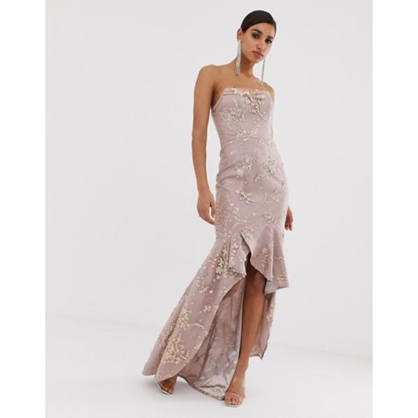 バリアーノ レディース ワンピース トップス Bariano Cowl Neck Bandeau Embellished Sequin Gown In Pink