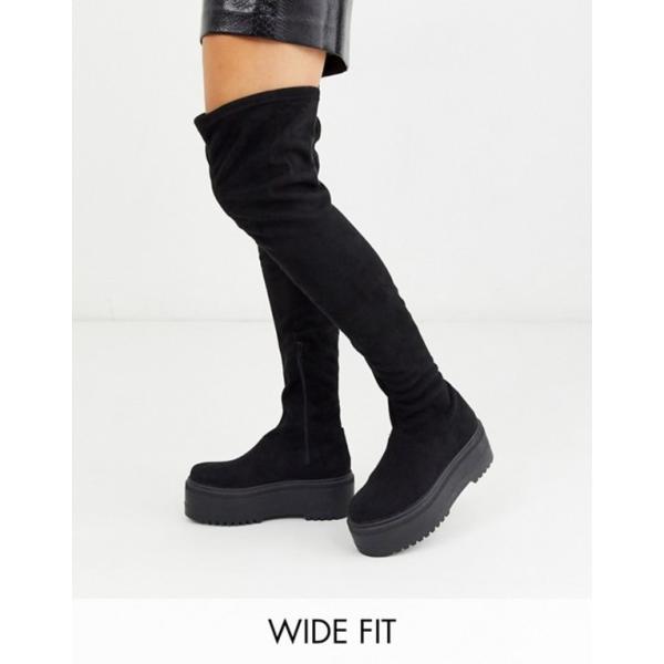 asos black thigh high boots