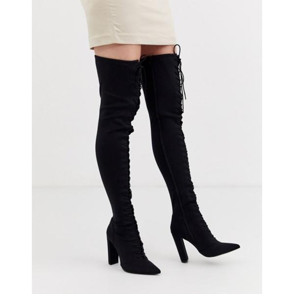 black lace thigh high boots