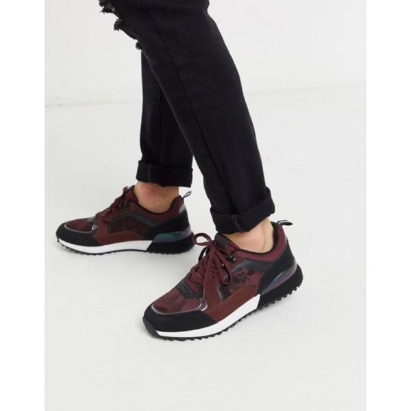 リバーアイランド メンズ スニーカー 激安通販 シューズ River Island Sneakers Burgundy In