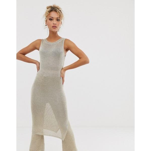 ネバーフリードレスド レディース ワンピース トップス Never Fully Dressed Metallic Knitted Tunic Midi Dress Two