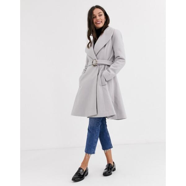 エイソス レディース コート セール特価 アウター Asos Design Longline In Coat Skater Belted Gray