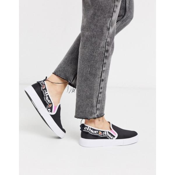 エレッセ レディース スニーカー シューズ Ellesse Upega Black Slip On Sneakers 格安saleスタート In Logo