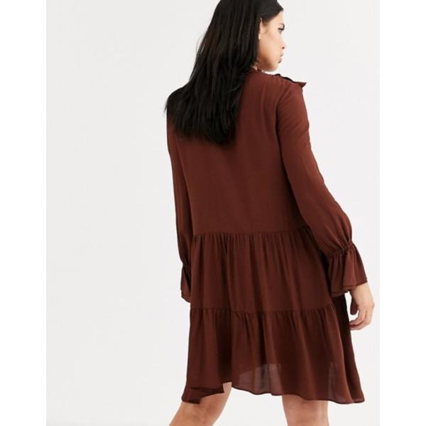 マンゴ レディース メーカー直送 ワンピース トップス Mango Frill Dress Detail Rust In Mini Smock
