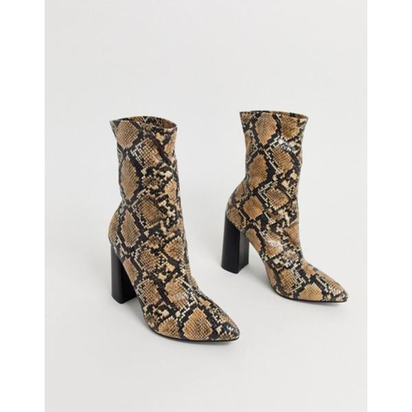 パブリックデザイア レディース 人気ブランド ブーツ レインブーツ シューズ Public Desire Natural In Libby Heeled Boot Ankle Snake