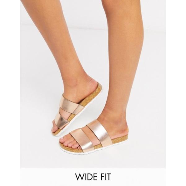 エイソス レディース サンダル セール 登場から人気沸騰 シューズ Asos Design Wide Fit Strap Sandals In Double Gold Fraser Mule