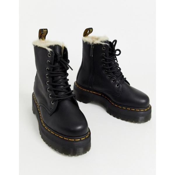 dr martens jadon fur lined chunky ankle boot in black