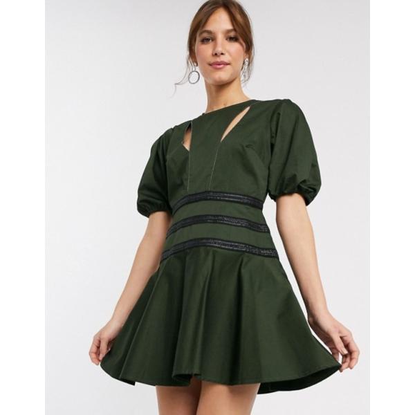 激安通販 エイソス レディース ワンピース トップス Asos Design Chain Detail With Sleeve Mini Dress Structured Puff