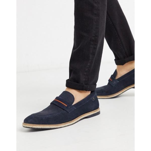 ベースロンドン メンズ スリッポン ローファー シューズ 直営ストア Base Navy London Suede Loafers Kinsey In