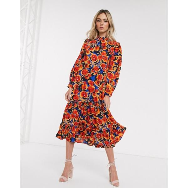 ネバーフリードレスド レディース ワンピース トップス Never Fully Dressed Frill Neck Swing Midaxi Dress In