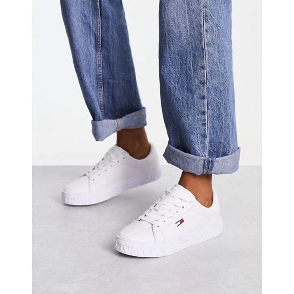 トミー ヒルフィガー レディース スニーカー シューズ Tommy Jeans leather cool sneakers in white  :01-203676217-whi:リビーダ !ショップ 通販 